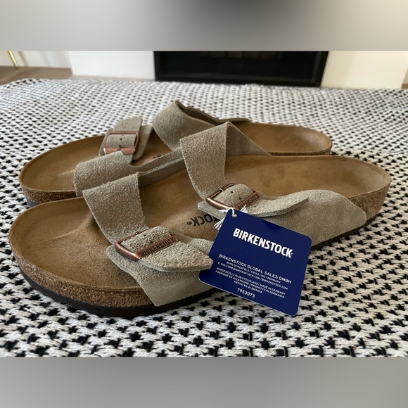 Birkenstock Arizona Sandals Suede Taupe Mens Size 14 / 47 - Picture 3 of 10